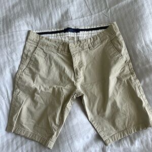 Zara Tan Flat Front Shorts Casual Style